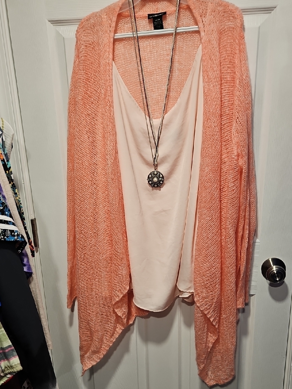 Lane Bryant Peach Pink Open-Front Knit Cardigan